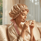 Mulberry Silk Bonnet with Thin Ties – 100% Silk Adjustable 19 Momme Hair Bonnet | Adobe Rose and Caramel - NOCHKA
