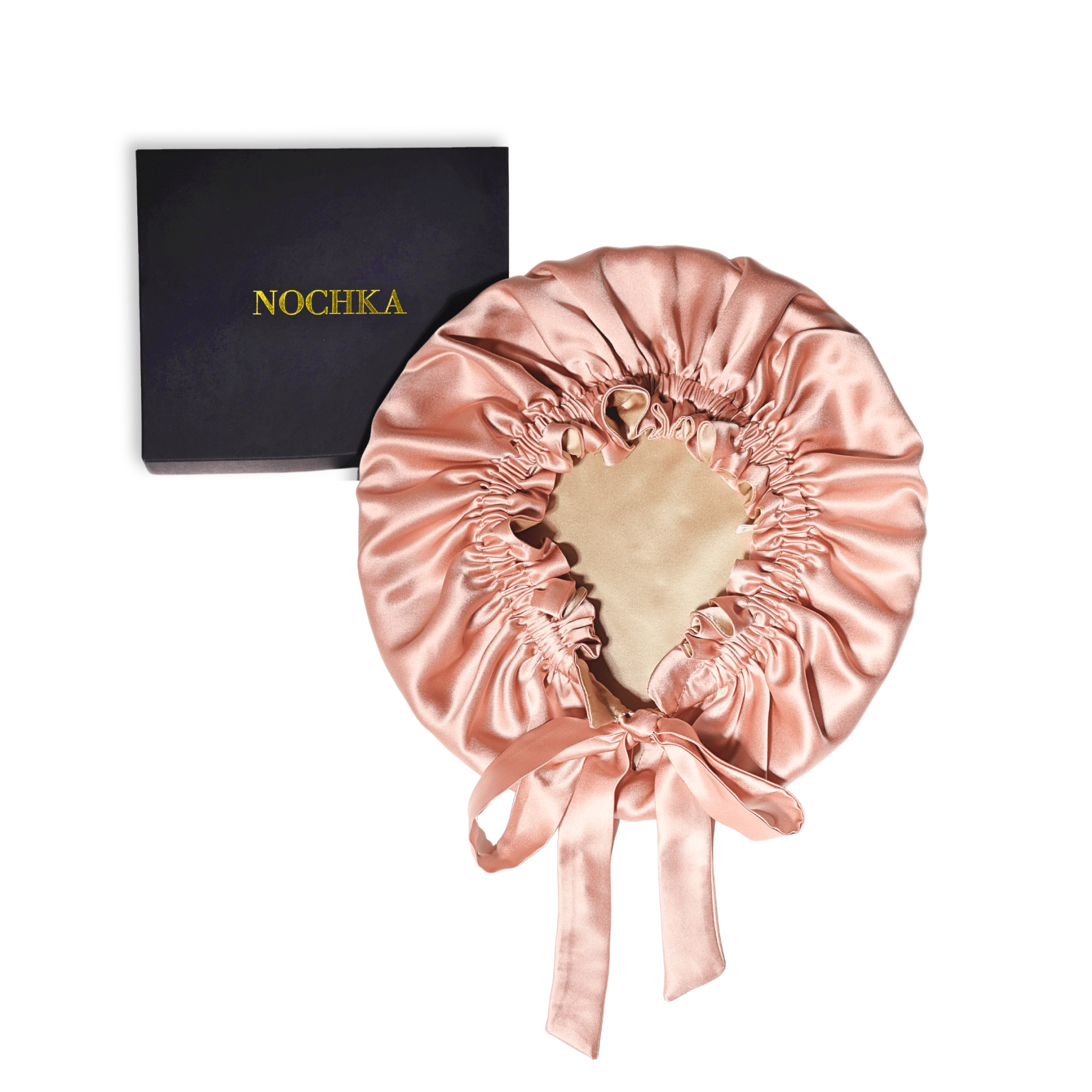 Mulberry Silk Bonnet with Thin Ties – 100% Silk Adjustable 19 Momme Hair Bonnet | Adobe Rose and Caramel - NOCHKA

