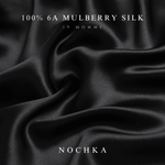 Mulberry Silk Bonnet with Thin Ties – 100% Silk Adjustable 19 Momme Hair Bonnet | Black and Black - NOCHKA
