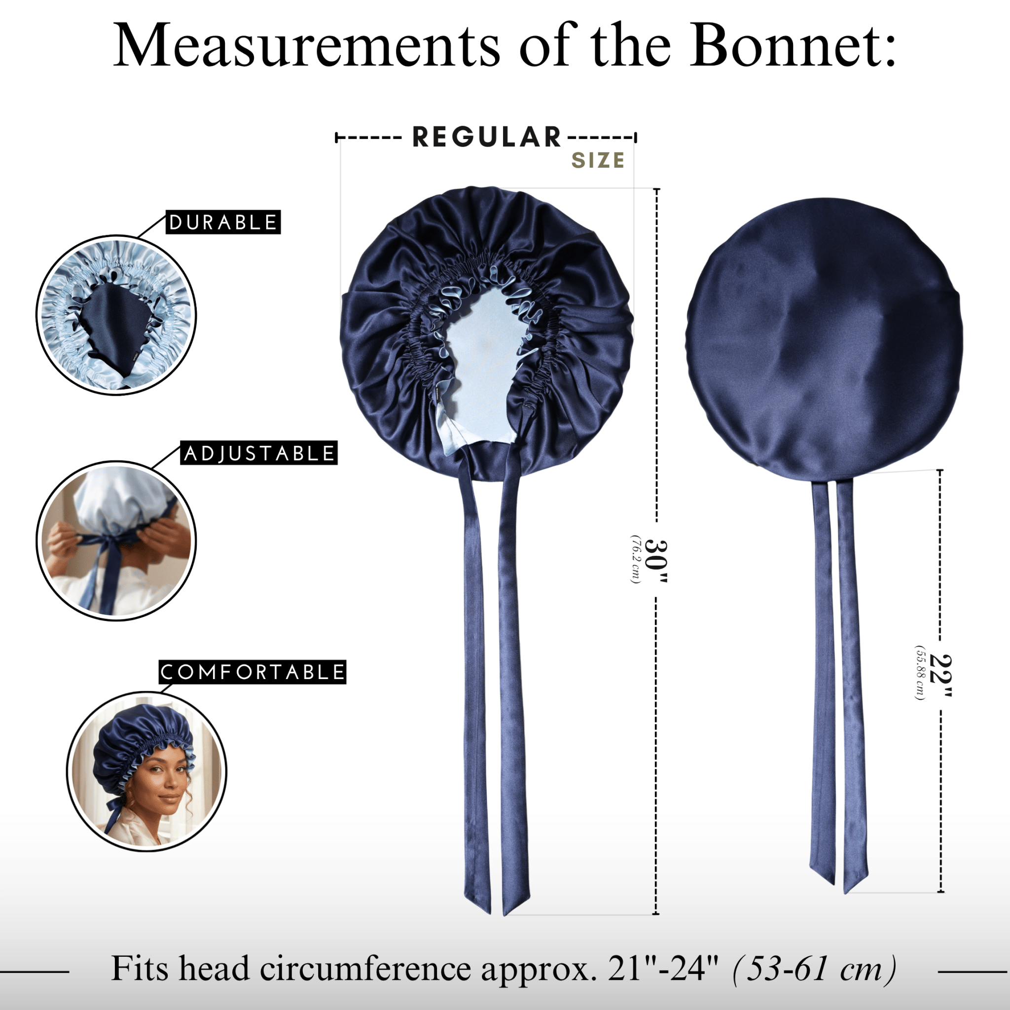 Deep Bonnets Mulberry Silk Bonnet with Thin Ties – 100% Silk Adjustable 19 Momme Ha