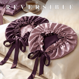 Mulberry Silk Bonnet with Thin Ties – 100% Silk Adjustable 19 Momme Hair Bonnet | Lavender Fog and Deep Purple - NOCHKA
