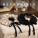 Mulberry Silk Bonnet with Thin Ties – 100% Silk Adjustable 19 Momme Hair Bonnet | Light Caramel and Black - NOCHKA
