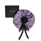Mulberry Silk Bonnet with Thin Ties – 100% Silk Adjustable 19 Momme Hair Bonnet | Midnight Lavender and Black - NOCHKA
