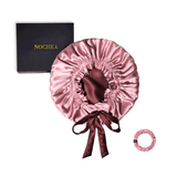 Mulberry Silk Bonnet with Thin Ties – 100% Silk Adjustable 19 Momme Hair Bonnet | Old Rose and Cabernet - NOCHKA
