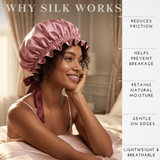 Mulberry Silk Bonnet with Thin Ties – 100% Silk Adjustable 19 Momme Hair Bonnet | Old Rose and Cabernet - NOCHKA
