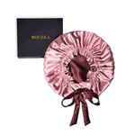 Mulberry Silk Bonnet with Thin Ties – 100% Silk Adjustable 19 Momme Hair Bonnet | Old Rose and Cabernet - NOCHKA
