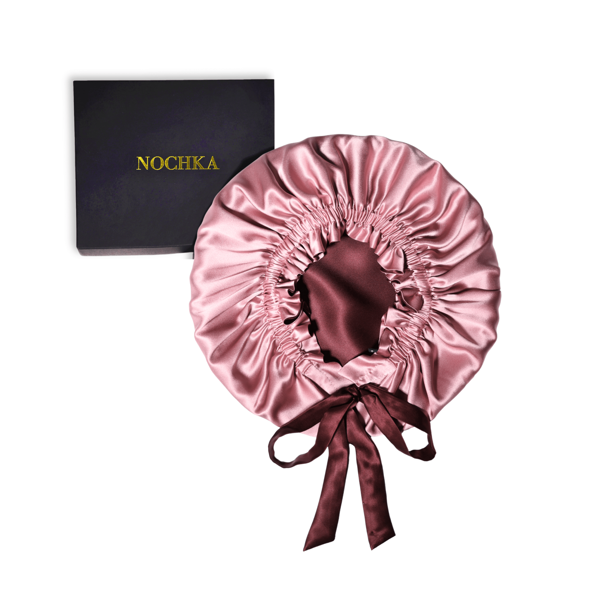 Mulberry Silk Bonnet with Thin Ties – 100% Silk Adjustable 19 Momme Hair Bonnet | Old Rose and Cabernet - NOCHKA
