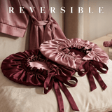 Mulberry Silk Bonnet with Thin Ties – 100% Silk Adjustable 19 Momme Hair Bonnet | Old Rose and Cabernet - NOCHKA
