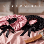 Mulberry Silk Bonnet with Thin Ties – 100% Silk Adjustable 19 Momme Hair Bonnet | Punch and Black - NOCHKA
