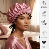 Mulberry Silk Bonnet with Thin Ties – 100% Silk Adjustable 19 Momme Hair Bonnet | Punch and Black - NOCHKA
