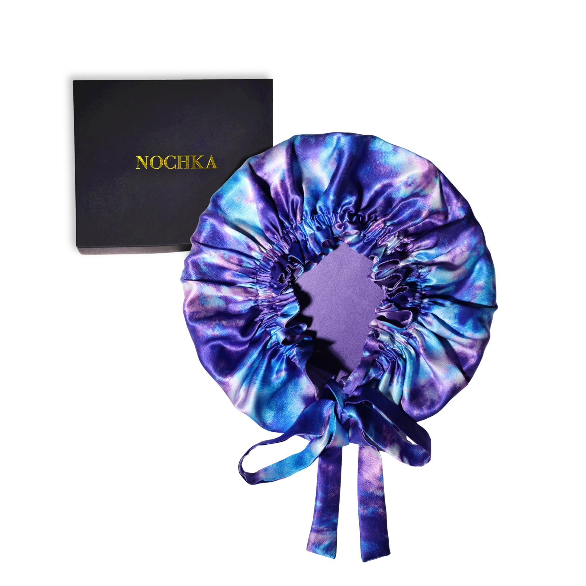 Mulberry Silk Bonnet with Thin Ties – 100% Silk Adjustable 19 Momme Hair Bonnet | Purple Way and Iris - NOCHKA
