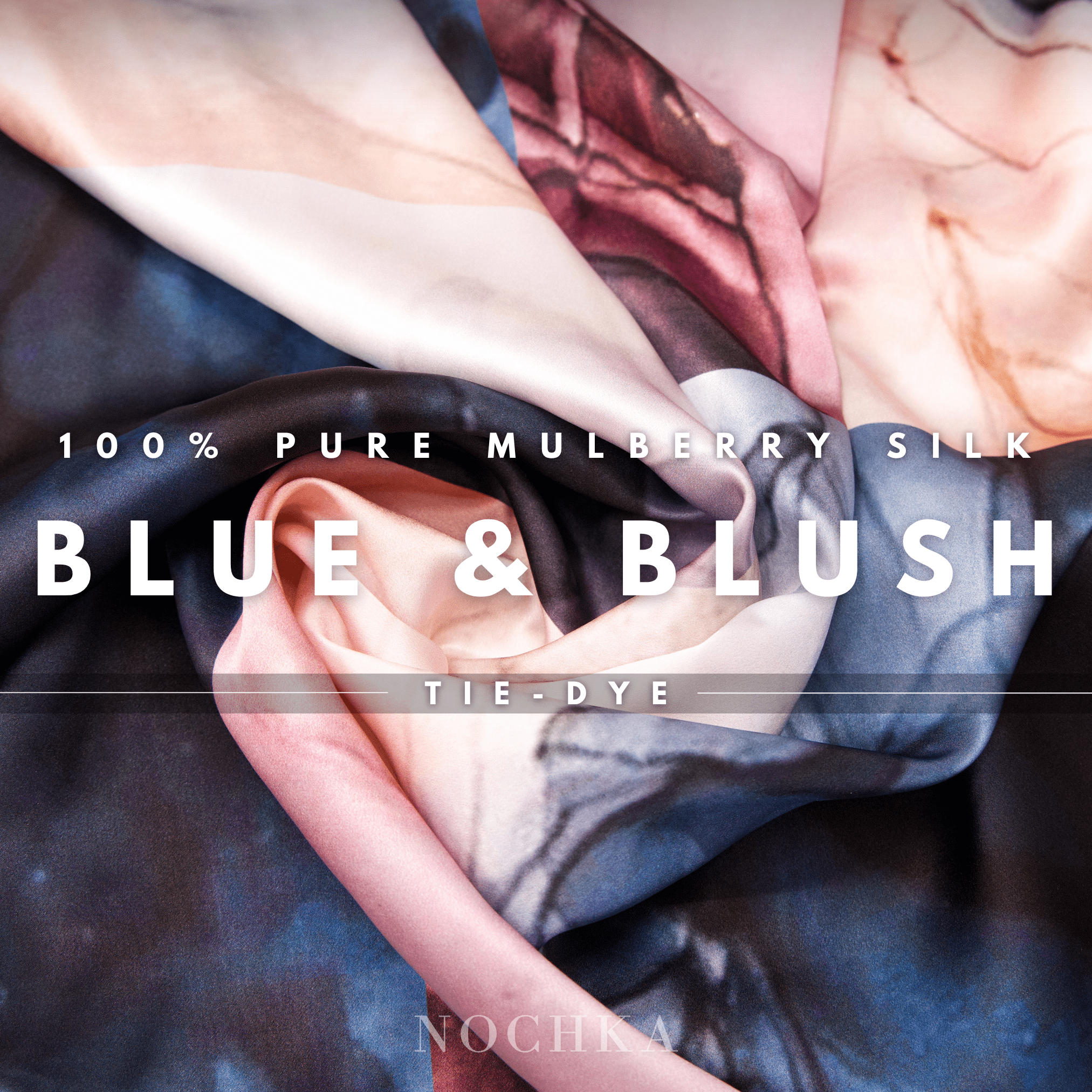Navy Blue and Blush 100% Pure Mulberry Silk Pillowcase - Envelope - NOCHKA
