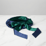 Navy Blue and Hunter Green Reversible Bonnet with Ties - NOCHKA
