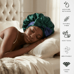 Navy Blue and Hunter Green Reversible Bonnet with Ties - NOCHKA
