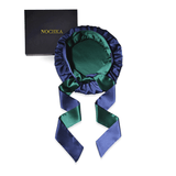 Navy Blue and Hunter Green Reversible Bonnet with Ties - NOCHKA

