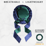 Navy Blue and Hunter Green Reversible Bonnet with Ties - NOCHKA
