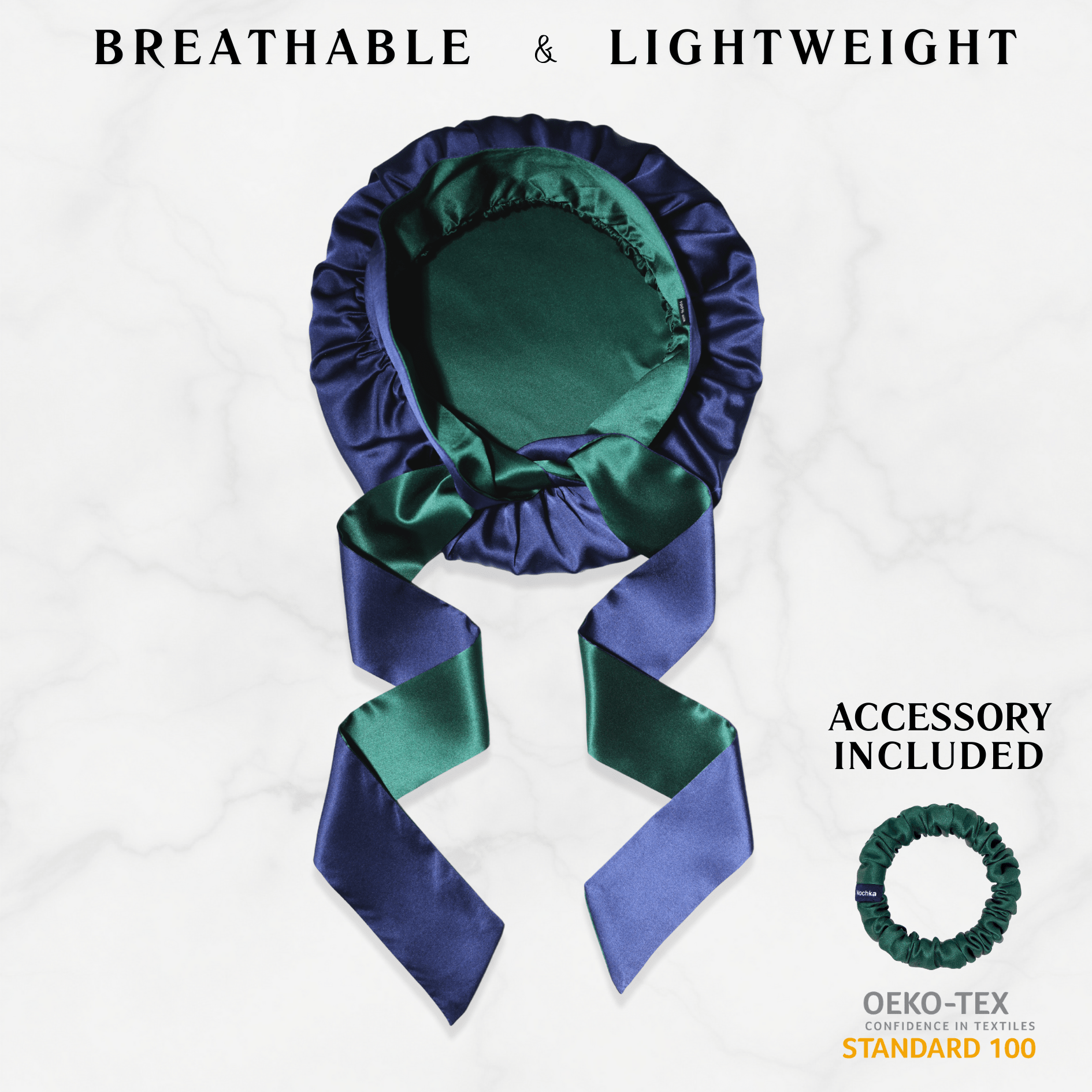 Navy Blue and Hunter Green Reversible Bonnet with Ties - NOCHKA
