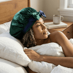 Navy Blue and Hunter Green Reversible Bonnet with Ties - NOCHKA
