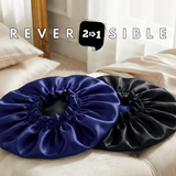 Navy Blue & Black Pure Mulberry Silk Bonnet – Reversible & Durable - NOCHKA
