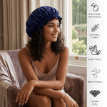 Navy Blue & Black Pure Mulberry Silk Bonnet – Reversible & Durable - NOCHKA
