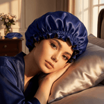 Navy Blue & Black Pure Mulberry Silk Bonnet – Reversible & Durable - NOCHKA

