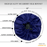 Navy Blue & Black Pure Mulberry Silk Bonnet – Reversible & Durable - NOCHKA
