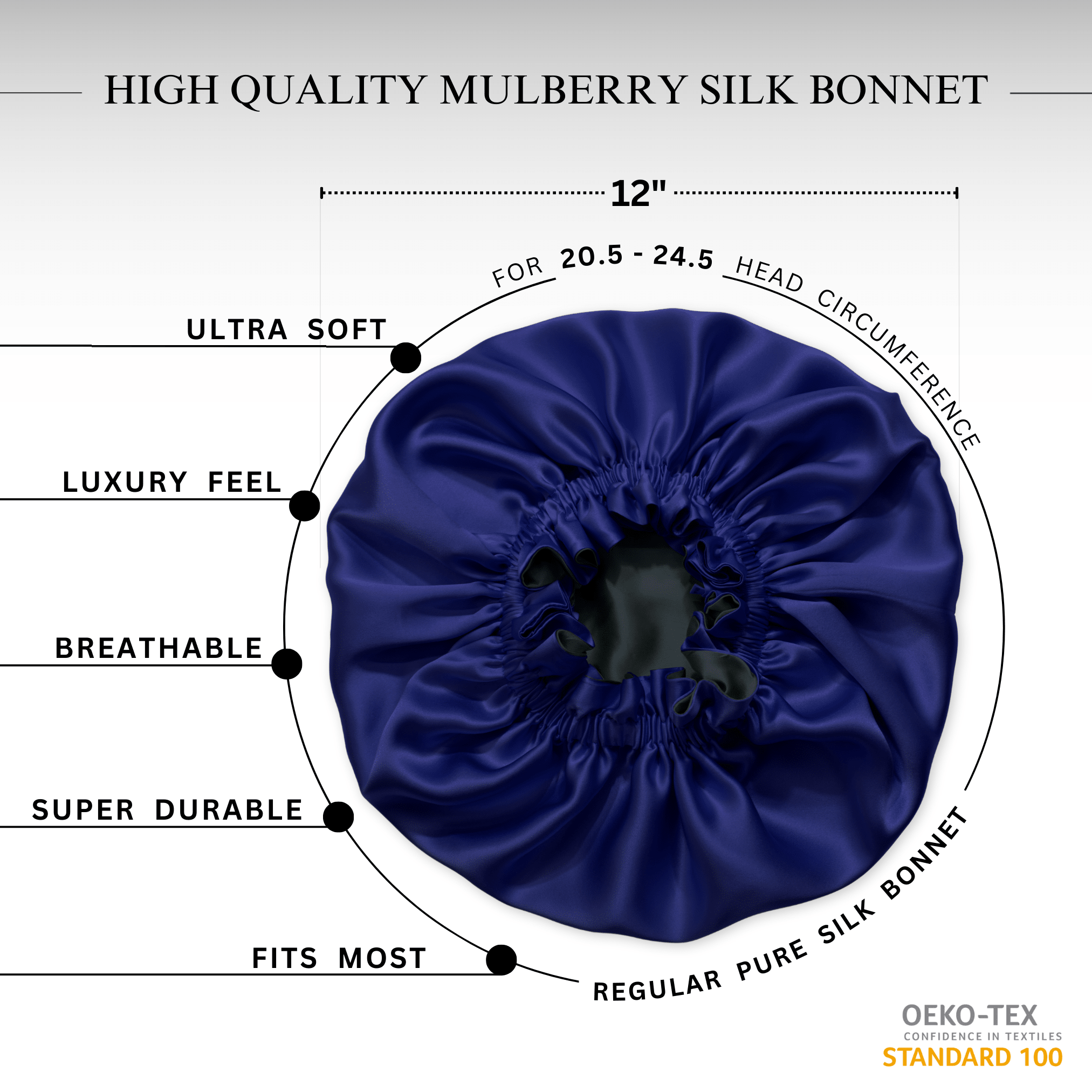 Navy Blue & Black Pure Mulberry Silk Bonnet – Reversible & Durable - NOCHKA
