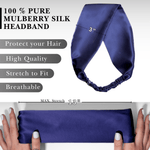 Navy Blue Pure Silk Headband - NOCHKA
