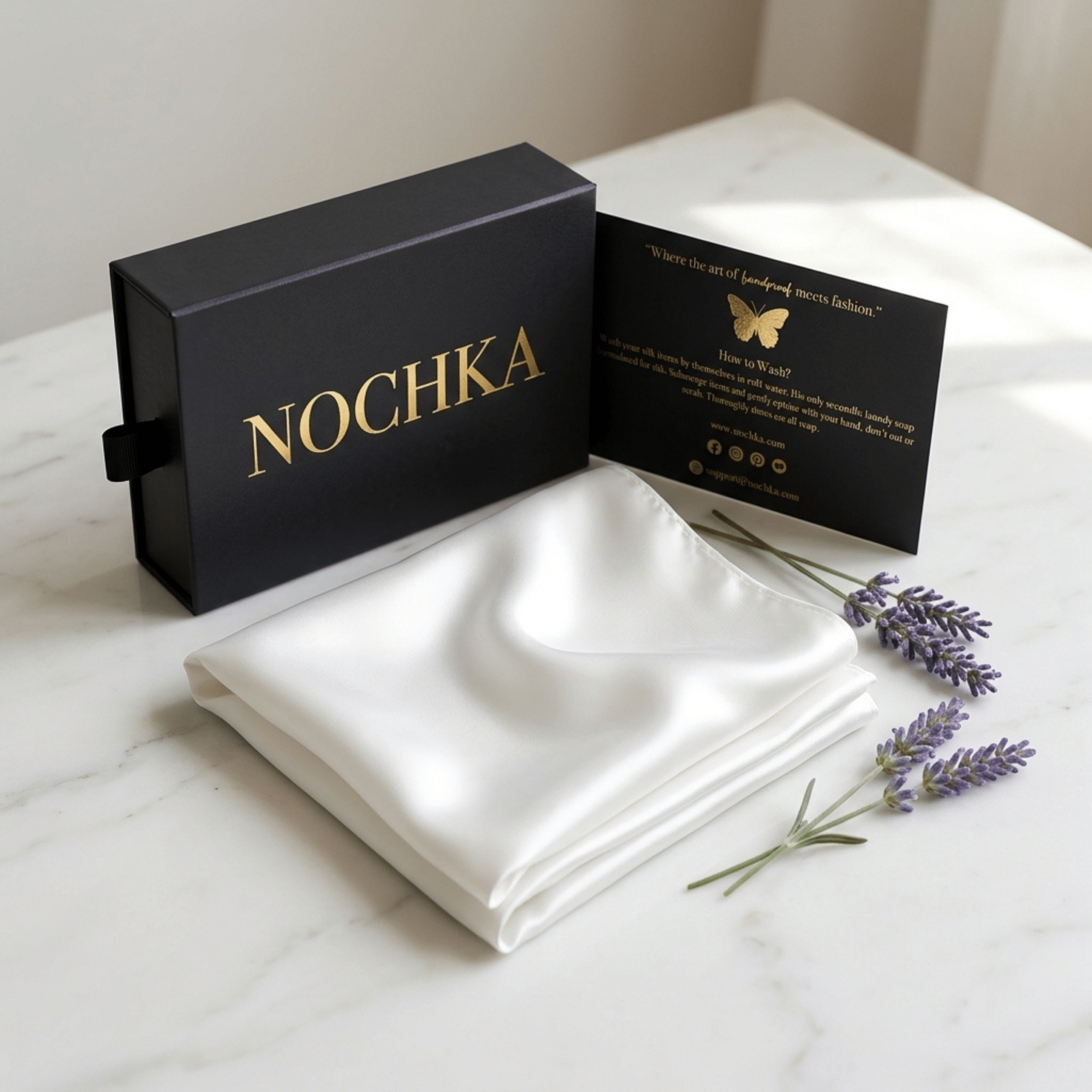 NOCHKA 100% Mulberry Silk Square Scarf – 27"x27" | 19 Momme 6A Grade Silk - NOCHKA
