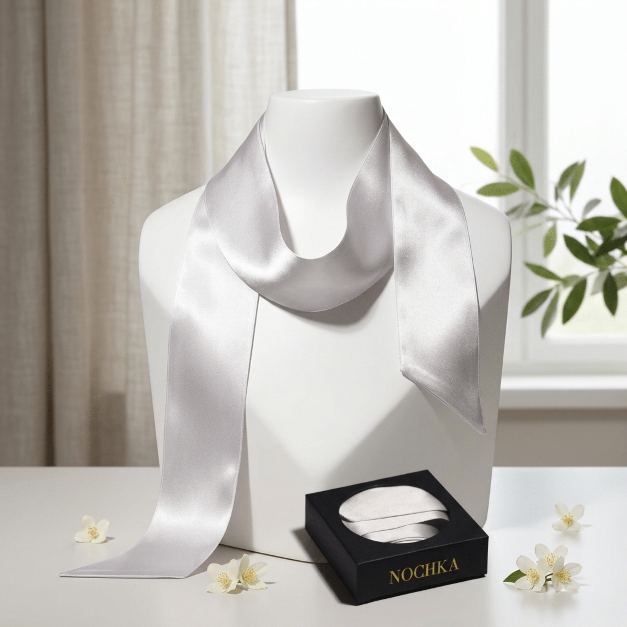 NOCHKA 100% Mulberry Silk Square Scarf – 2"x43" | 19 Momme 6A Grade Silk - NOCHKA
