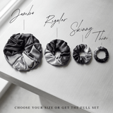 NOCHKA Black Gradient Print of Silk Scrunchies – Ultra Thin, Skinny, Regular & Jumbo - NOCHKA

