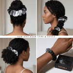 NOCHKA Black Gradient Print of Silk Scrunchies – Ultra Thin, Skinny, Regular & Jumbo - NOCHKA
