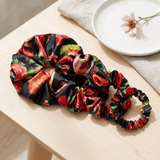 NOCHKA Black Peonies Print of Silk Scrunchies – Ultra Thin, Skinny, Regular & Jumbo - NOCHKA
