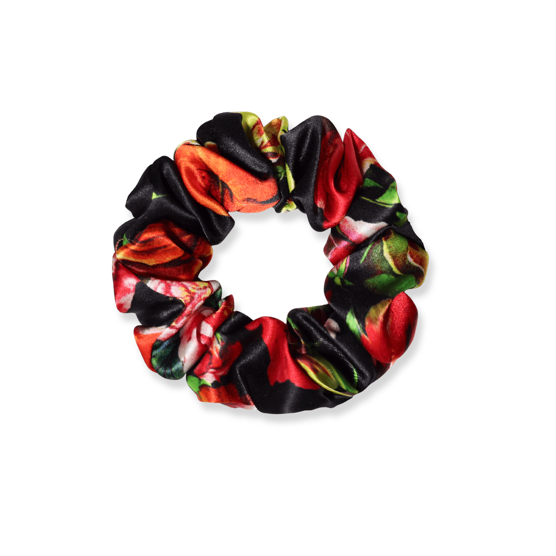 NOCHKA Black Peonies Print of Silk Scrunchies – Ultra Thin, Skinny, Regular & Jumbo - NOCHKA
