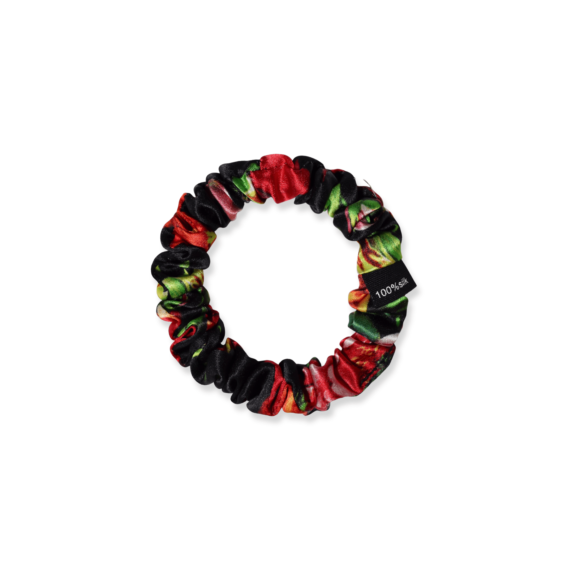NOCHKA Black Peonies Print of Silk Scrunchies – Ultra Thin, Skinny, Regular & Jumbo - NOCHKA
