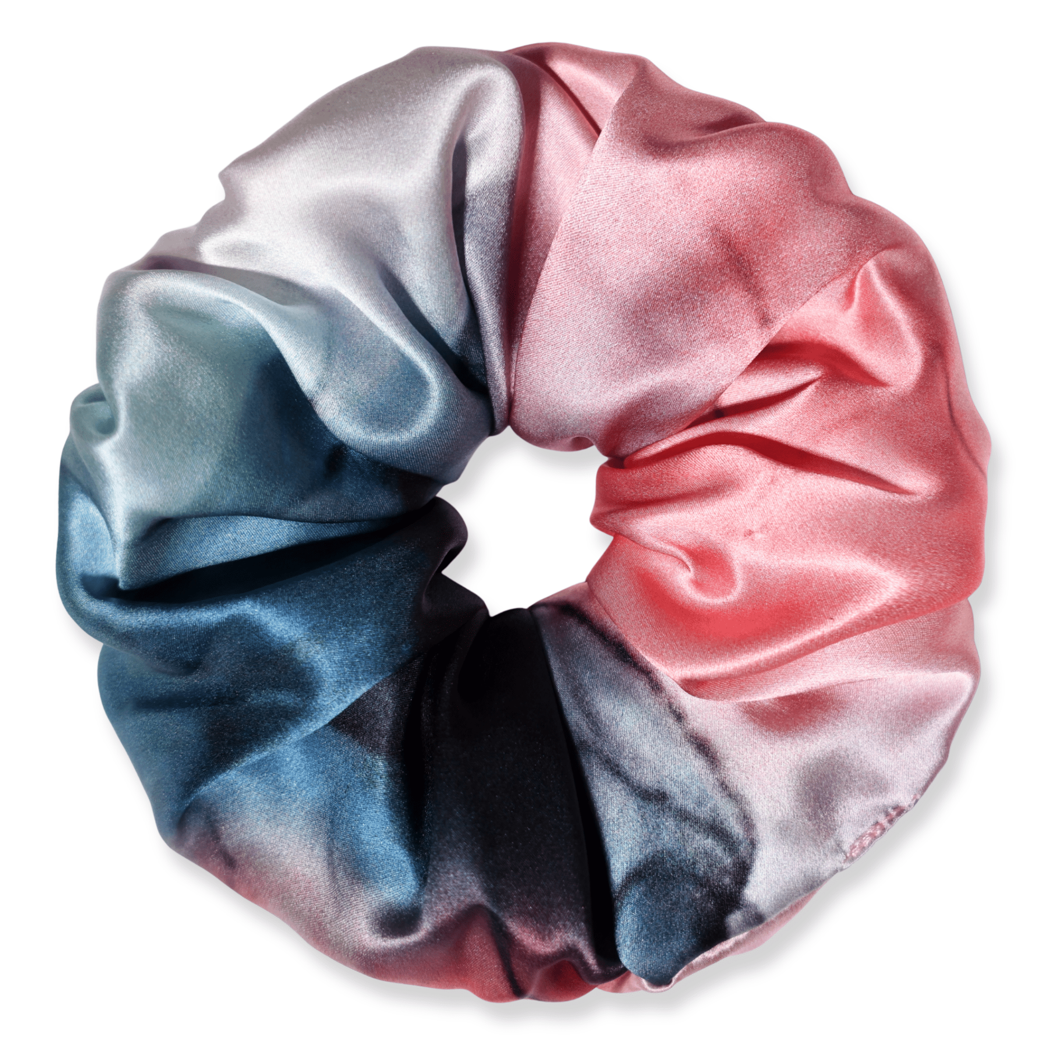 NOCHKA Blue & Blush Print of Silk Scrunchies – Ultra Thin, Skinny, Regular & Jumbo - NOCHKA