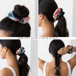 NOCHKA Blue & Blush Print of Silk Scrunchies – Ultra Thin, Skinny, Regular & Jumbo - NOCHKA
