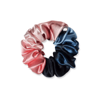 NOCHKA Blue & Blush Print of Silk Scrunchies – Ultra Thin, Skinny, Regular & Jumbo - NOCHKA
