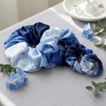 NOCHKA Blue Gradient Print of Silk Scrunchies – Ultra Thin, Skinny, Regular & Jumbo - NOCHKA
