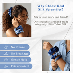 NOCHKA Blue Gradient Print of Silk Scrunchies – Ultra Thin, Skinny, Regular & Jumbo - NOCHKA
