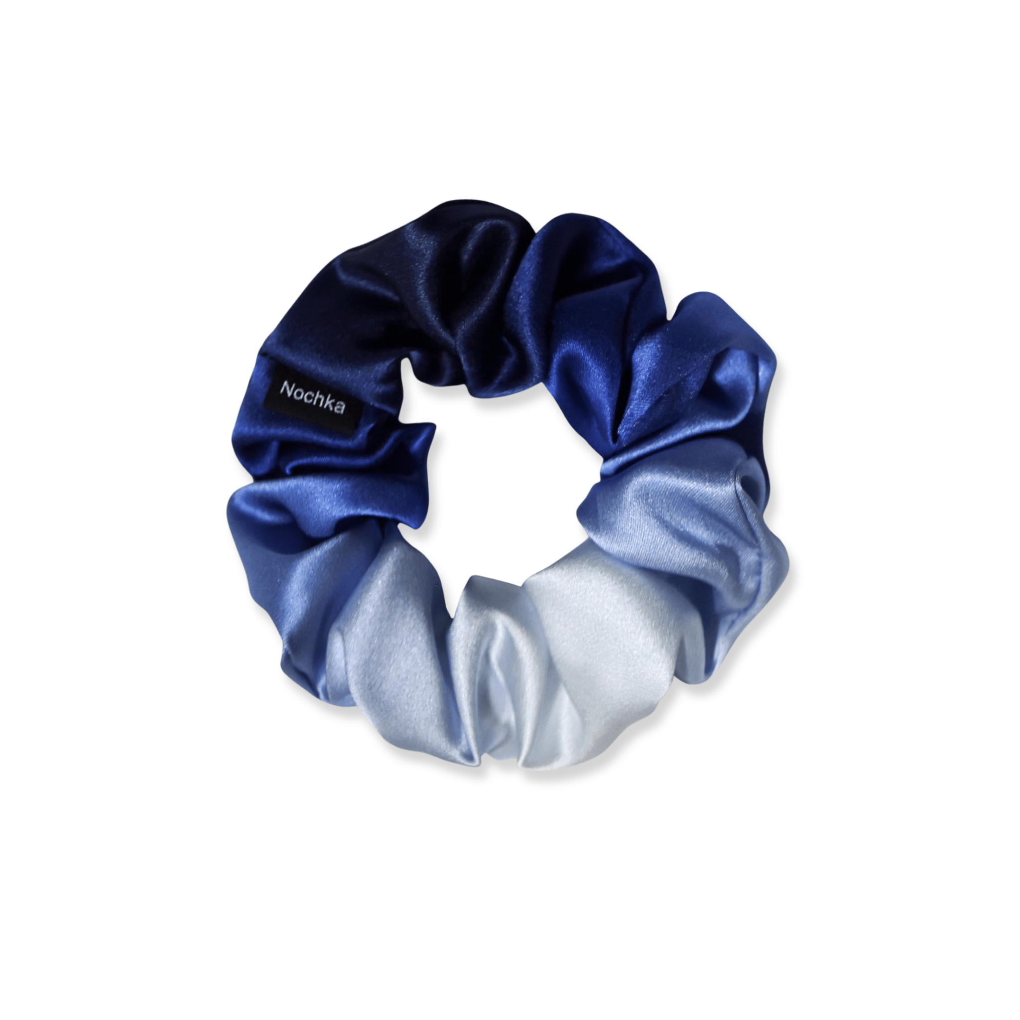 NOCHKA Blue Gradient Print of Silk Scrunchies – Ultra Thin, Skinny, Regular & Jumbo - NOCHKA
