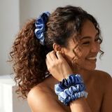 NOCHKA Blue Gradient Print of Silk Scrunchies – Ultra Thin, Skinny, Regular & Jumbo - NOCHKA
