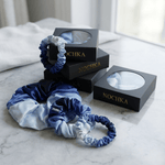 NOCHKA Blue Gradient Print of Silk Scrunchies – Ultra Thin, Skinny, Regular & Jumbo - NOCHKA
