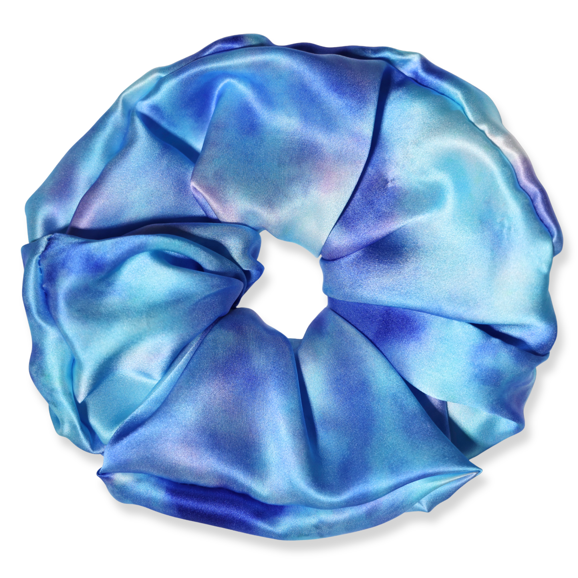 NOCHKA Blue Tie Dye Print of Silk Scrunchies – Ultra Thin, Skinny, Regular & Jumbo - NOCHKA