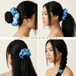 NOCHKA Blue Tie Dye Print of Silk Scrunchies – Ultra Thin, Skinny, Regular & Jumbo - NOCHKA
