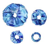 NOCHKA Blue Tie Dye Print of Silk Scrunchies – Ultra Thin, Skinny, Regular & Jumbo - NOCHKA
