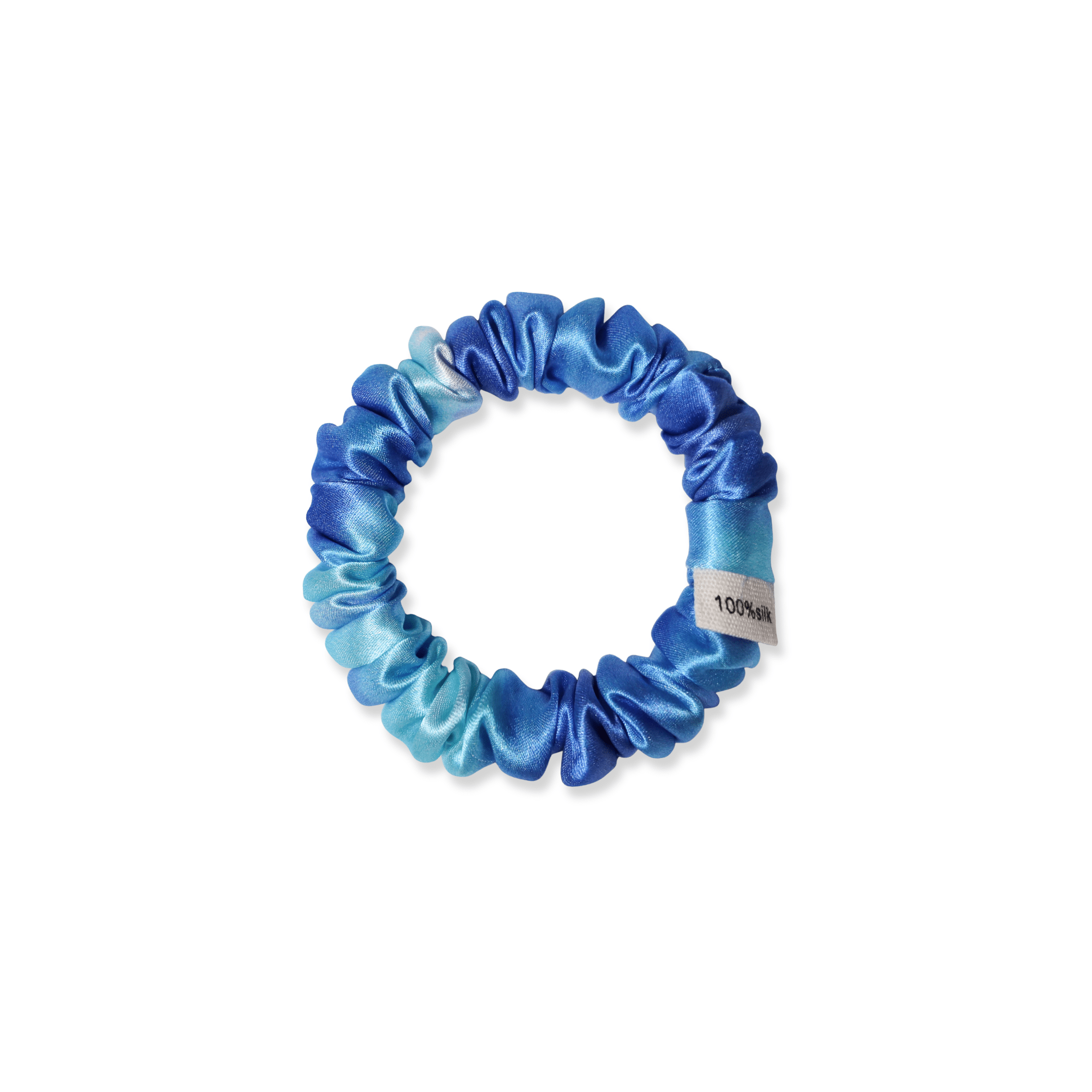 NOCHKA Blue Tie Dye Print of Silk Scrunchies – Ultra Thin, Skinny, Regular & Jumbo - NOCHKA