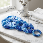 NOCHKA Blue Tie Dye Print of Silk Scrunchies – Ultra Thin, Skinny, Regular & Jumbo - NOCHKA
