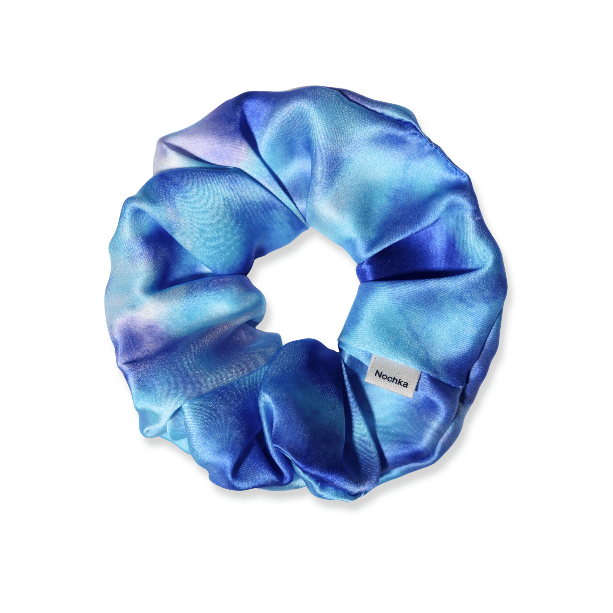 NOCHKA Blue Tie Dye Print of Silk Scrunchies – Ultra Thin, Skinny, Regular & Jumbo - NOCHKA
