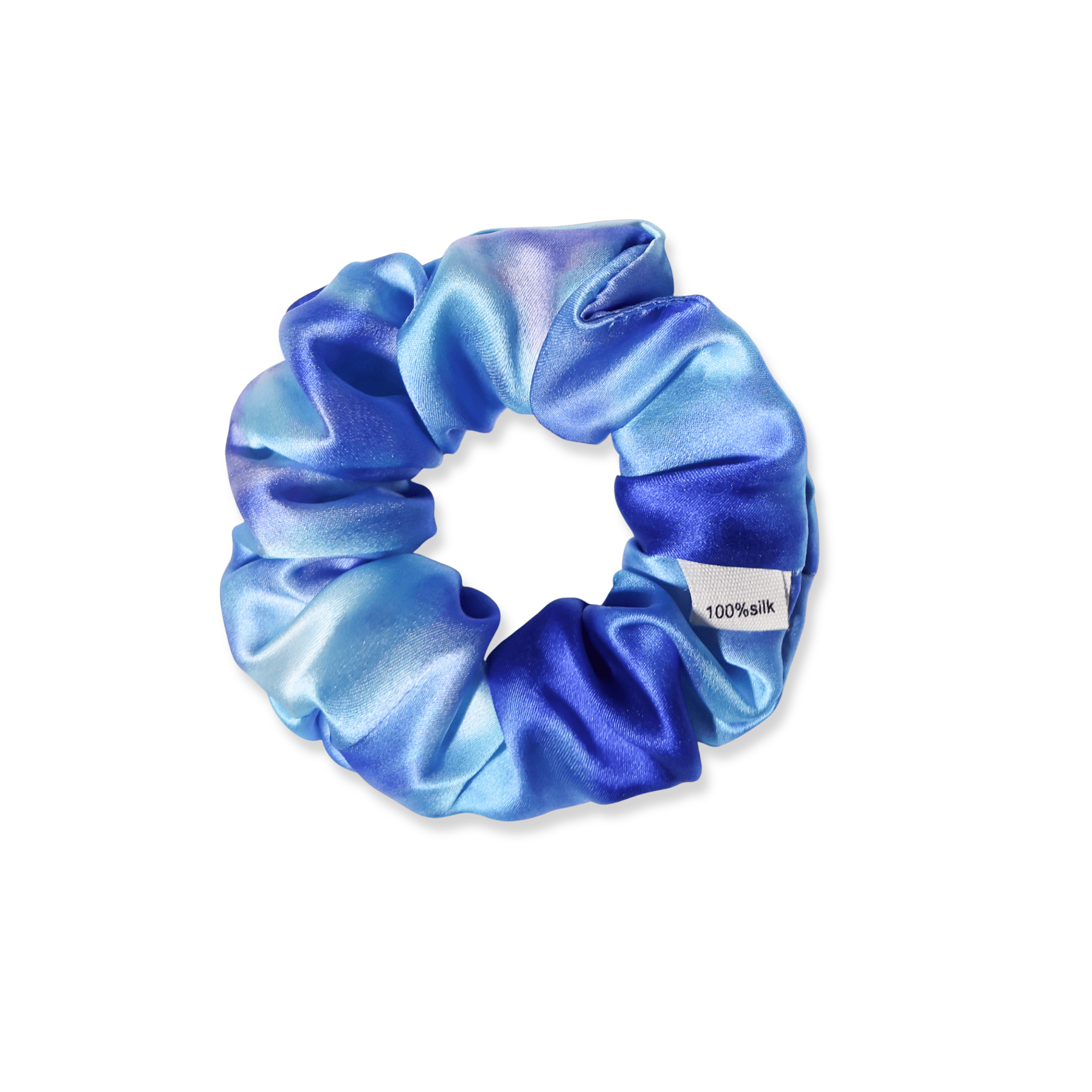 NOCHKA Blue Tie Dye Print of Silk Scrunchies – Ultra Thin, Skinny, Regular & Jumbo - NOCHKA
